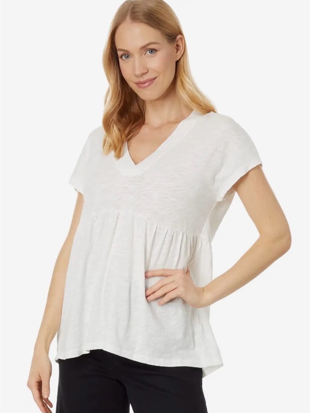 bobi Los Angeles
V-Neck Short Sleeve Tier Top